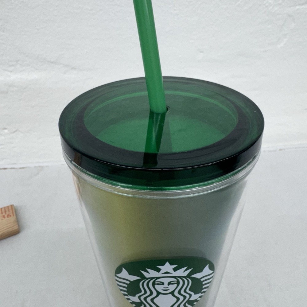 Starbucks Reusable Tumbler Green Gold‎ Cold Cup w/ Straw 16oz 2021 Plastic - Picture 3 of 6